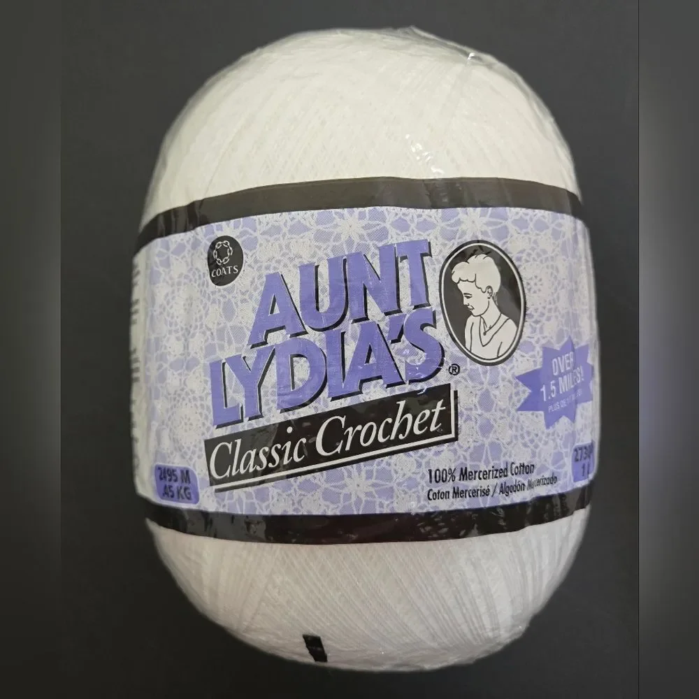 Aunt Lydia's Classic Crochet Thread in White 2730 Yds 1 Lb.